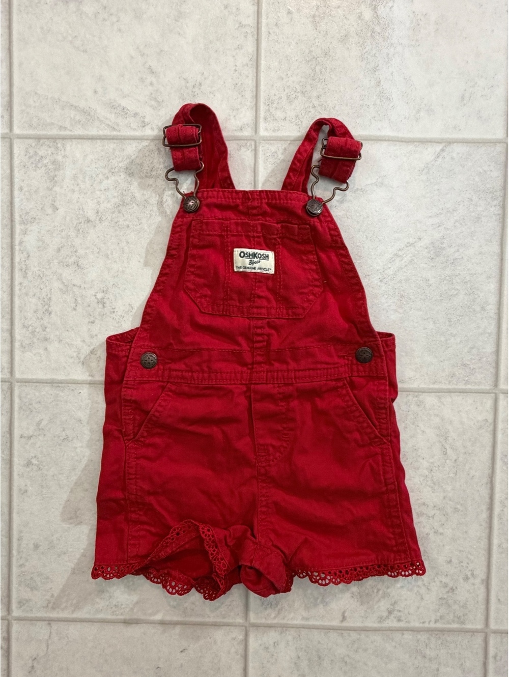 OshKosh B'gosh red baby shortalls size 18M